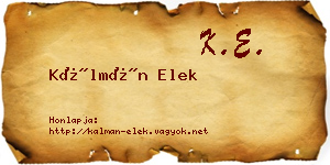 Kálmán Elek névjegykártya